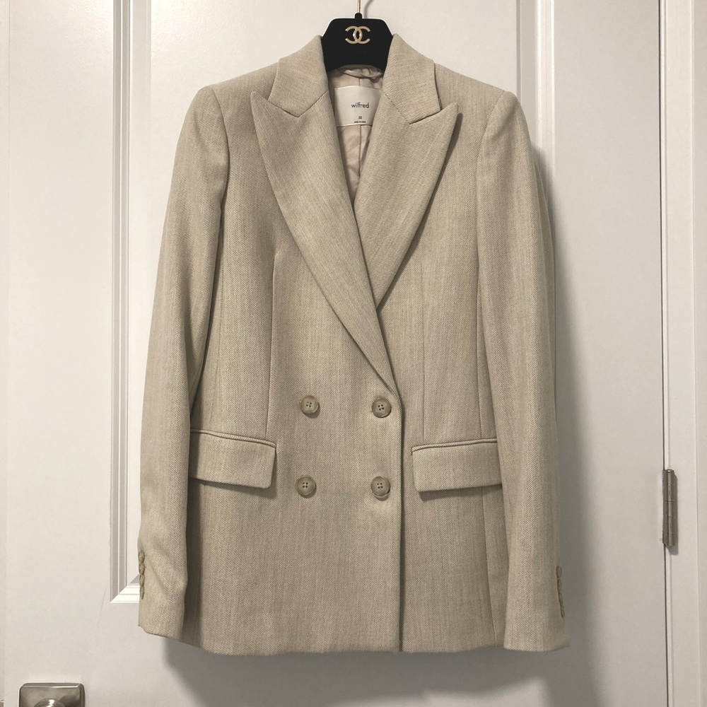 NWT Aritzia Margaux Blazer Herringbone Birch Chevron Sz00